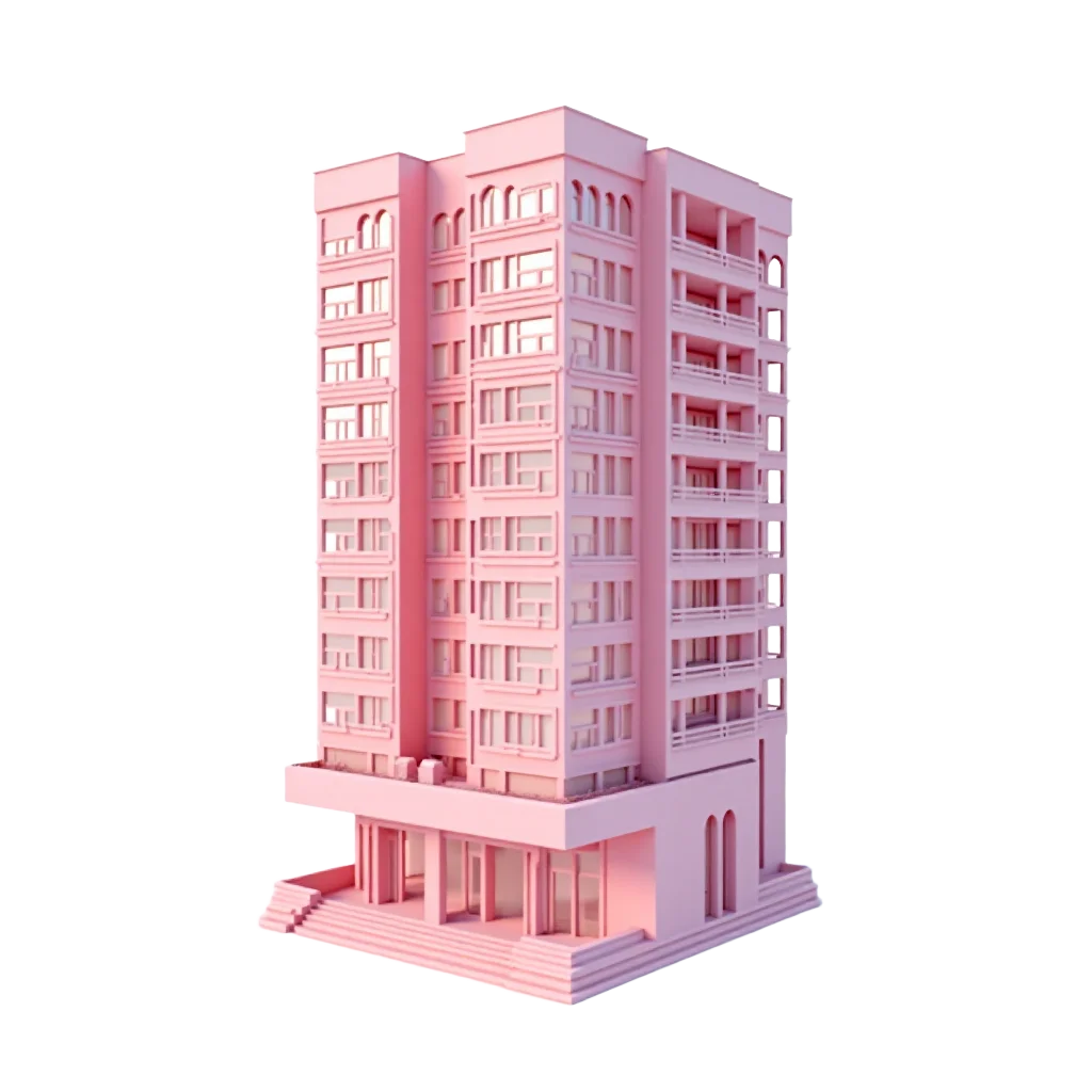 Pink High-Rise Building Model